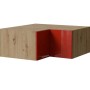 Eckaufsatzschrank Brerra Eiche Artisan mit glänzender karminroter Front. Moderner Küchenschrank mit Metallgriff.