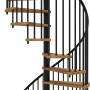 Schwarze Minka Spindeltreppe Spiral Smart mit Eichenholzstufen, Durchmesser 120 cm.