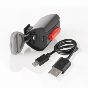 Fischer Akku-LED-Beleuchtungsset 50 LUX mit USB-Kabel, Fahrradbeleuchtung für mehr Sicherheit.