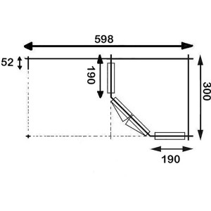 Grundriss Gartenhaus Alpholz Mosel, 578x274 cm, mit Maßangaben für Planung.