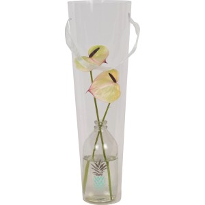 Schnitt-Flamingoblumen in Ananas-Vase, Topf ca. 10cm, elegante Tischdeko.