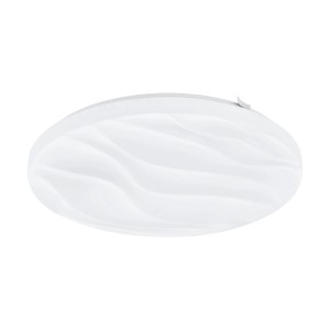 Weiße Eglo LED-Deckenleuchte Banariba, Ø 33 cm, mit wellenförmigem Dekor für Wohnzimmer & Schlafzimmer.