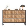 okwish Sideboard mit Metallbeinen Erhöhten Türen Wohnzimmer 120x40x80cm Schwarz Natur_9