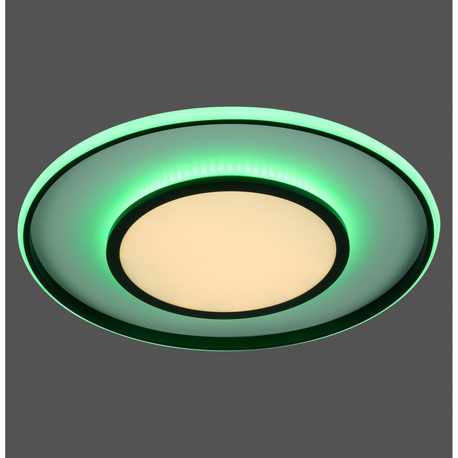 Moderne LED-Deckenleuchte Arenda, schwarz, Ø 60 cm, mit Farbwechsel und Fernbedienung.