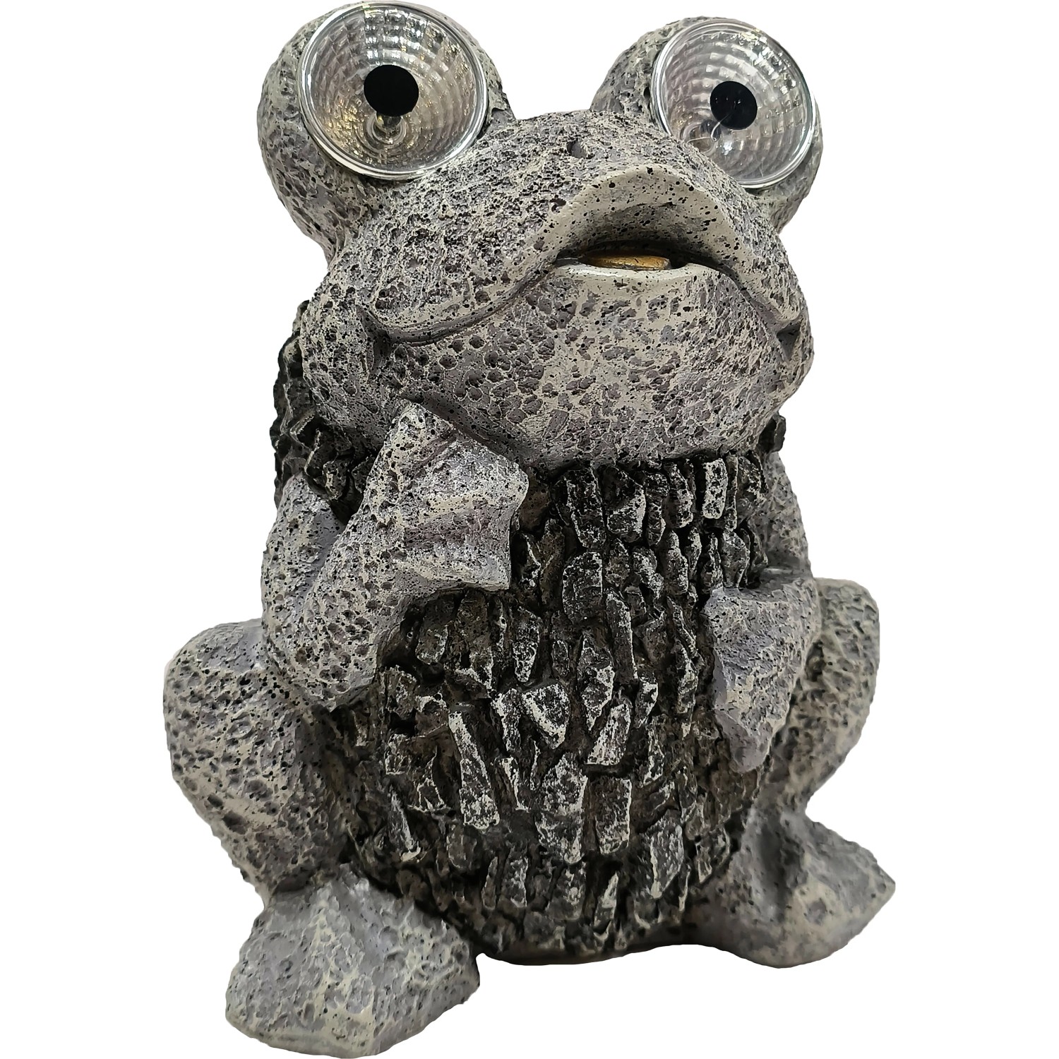 Solar Frosch in Natursteinoptik, 17x14x21 cm, für die Gartendeko.