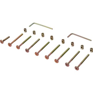 Montageset für Chelsea 3-Sitzer Bank, 19-teilig, mit Schrauben, Hülsen und Inbusschlüsseln.