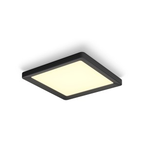 Quadratisches Philips Hue LED-Panel Tento in Schwarz, White Ambiance für Deckenmontage.
