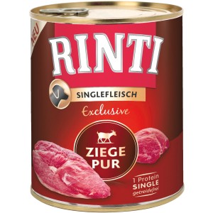 Rinti Singlefleisch Exclusive Ziege, 800g Dose Hunde-Nassfutter mit Ziegenfleisch.