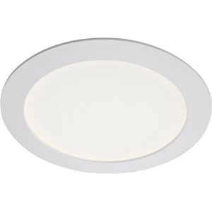 Weiße, runde Briloner LED-Einbauleuchte aus Kunststoff, 17 cm Durchmesser.