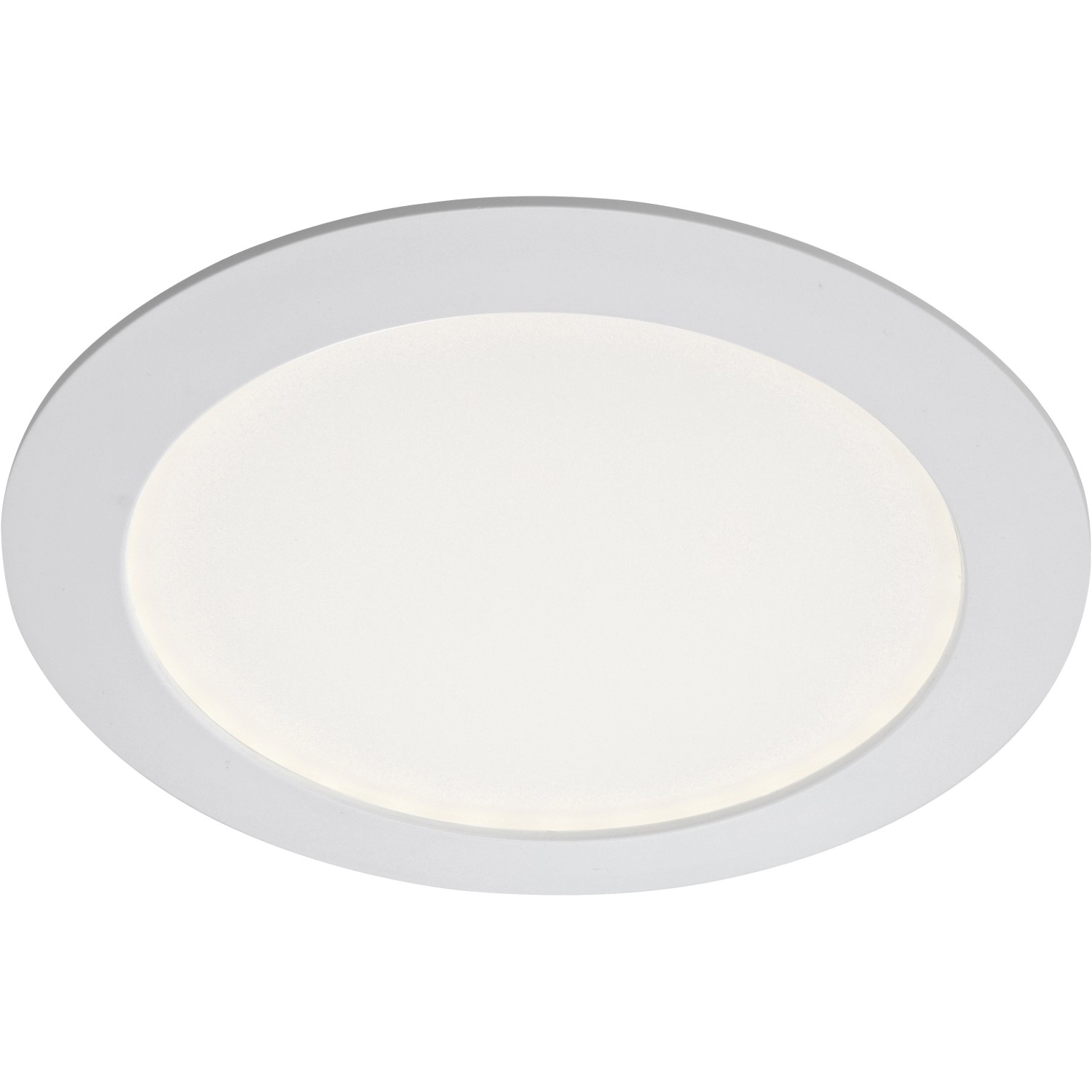 Weiße, runde Briloner LED-Einbauleuchte aus Kunststoff, 17 cm Durchmesser.