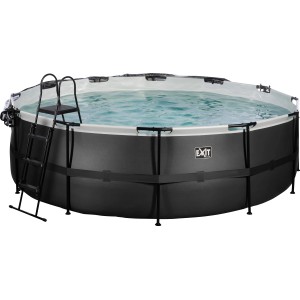 Exit Black Leather Pool, ø 450 cm, mit Leiter, Sandfilterpumpe und Abdeckung.