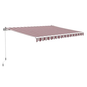 Gelenkarmmarkise Aventura, 4x2,5m, Bordeaux-Beige-Weiß gestreift, für Terrasse und Balkon.