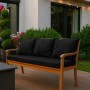 Schwarzes Setgarden Bankkissen für 3-Sitzer Gartenbank, 160x50 cm + 3 Rückenkissen.