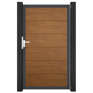 GroJa Steckzaun Tor BasicLine Universal-DIN DB Golden Oak, Gartentor aus PVC mit Alu-Rahmen.