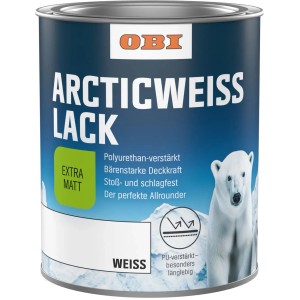 Dose OBI Arctic Weißlack extramatt, 750ml. Weißlack für Innen- und Außenbereich.