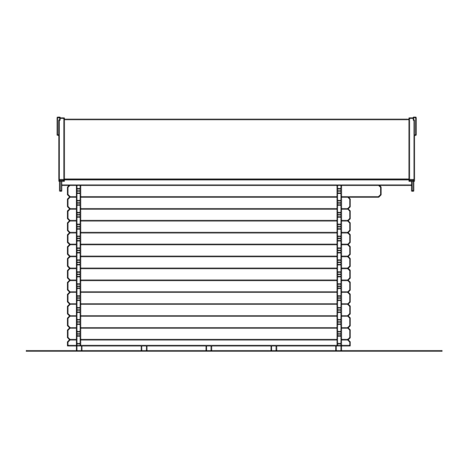 Illustration eines Holz-Gartenhauses Narvik 1 von Skan Holz, Seitenansicht.