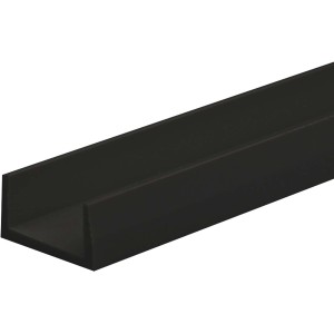 Schwarzes Arcansas U-Profil aus PVC, 18x10x1000 mm, für Schutz und Stütze.