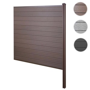 WPC-Sichtschutz Savoie, Erweiterungselement 188 cm mit Pfosten zum Einbetonieren.