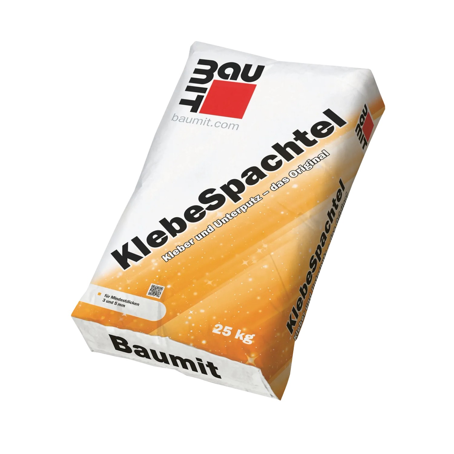 Weißer Baumit Klebespachtel 25 kg Sack. Mineralischer Unterputzmörtel und Kleber für Bauarbeiten, Ausgleichsmasse.