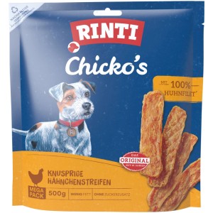 Rinti Chicko Hähnchenstreifen Megapack, getrocknete Hunde-Natursnacks aus 100% Hühnchen.