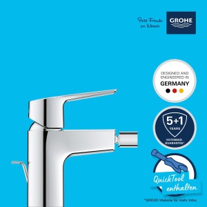 Grohe QuickFix Bidetarmatur Start, Chrom, mit Wassersparfunktion und QuickTool für einfache Montage.
