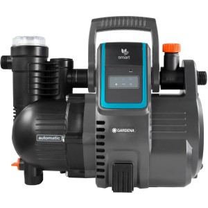 Gardena smart Haus- und Gartenautomat 5000/5 Set: Graue smarte Gartenpumpe mit Tragegriff.