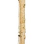 Vogelfutterhaus mit Moosdach und Standfuß aus Birkenholz, Gesamthöhe 145 cm.