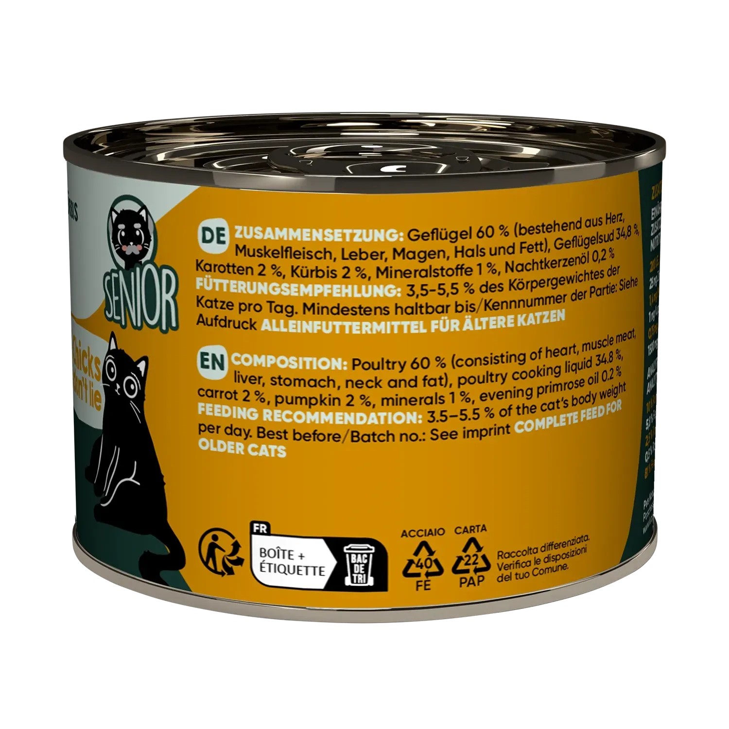 Lucky Lou Katzen-Nassfutter Senior Geflügel, 200g Dose für ältere Katzen.