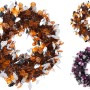 Glitzernder Halloween-Kranz (38cm) in Orange/Silber und Lila/Silber mit Kürbissen und Geistern.