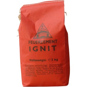 IGNIT Feuerzement 2 kg im roten Sack, geeignet für Öfen, Kamine und mehr.