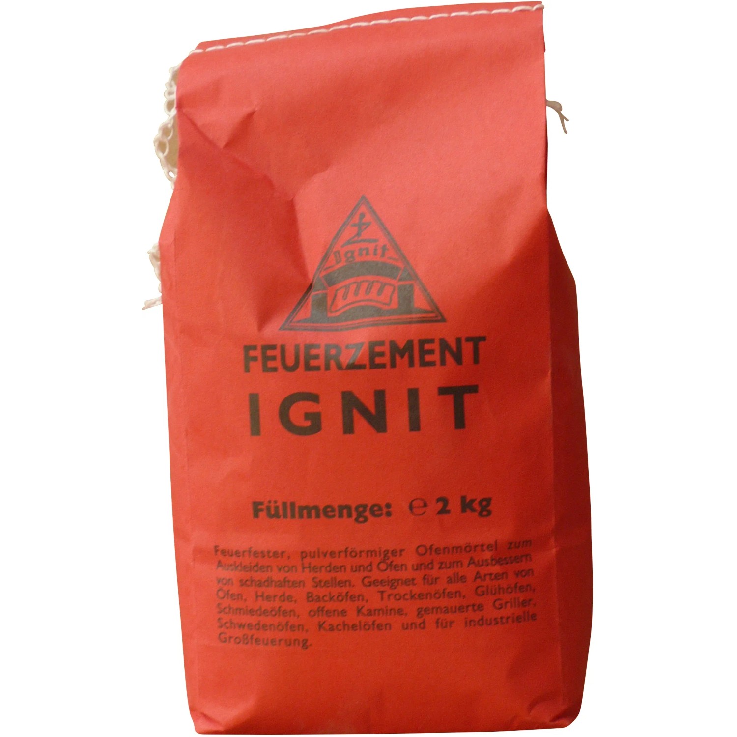 IGNIT Feuerzement 2 kg im roten Sack, geeignet für Öfen, Kamine und mehr.