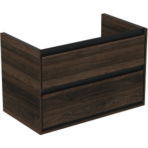 Ideal Standard Connect Air Waschbeckenunterschrank, 80 cm, Nussbaum mit zwei Schubladen.