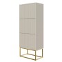 Selsey Schuhschrank Veldio Rillenfront Goldfarbenes Gestell Greige 50 cm