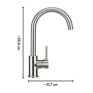 baliv Küchenarmatur KI-1832 in Edelstahloptik, Einhebelmischer mit hohem, gebogenem Auslauf.