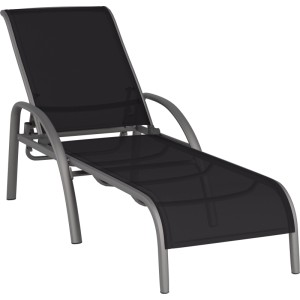 Sonnenliege Welsby, Aluminium/Textilen, grau/schwarz, klappbar und verstellbar.