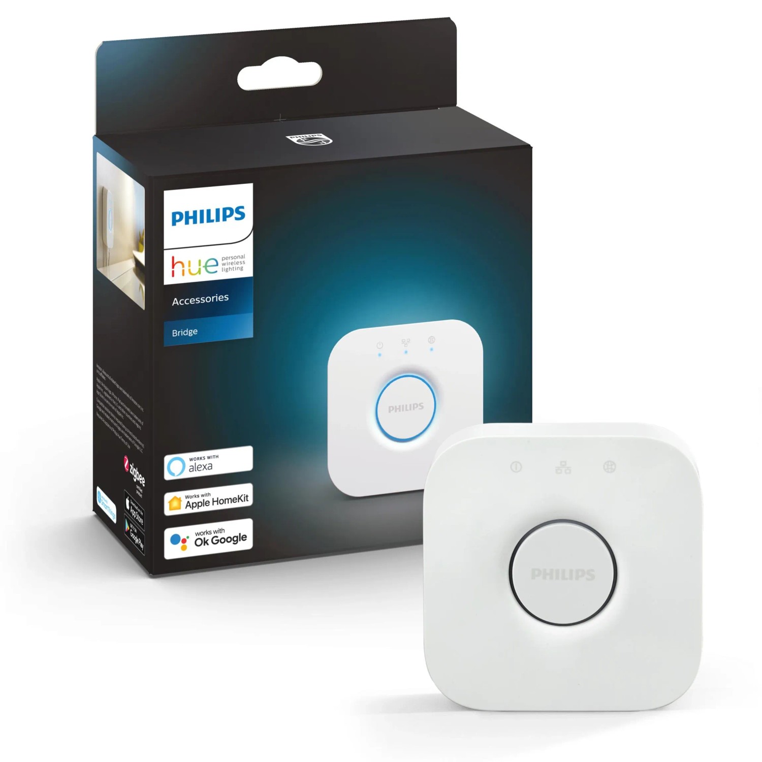 Philips Hue Bridge: Zentrale Steuerung für smarte Hue Leuchten im Haus & Garten.
