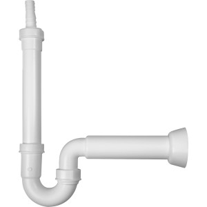 Weißer Spültisch-Geruchsverschluss (47,8 mm) mit Geräteanschluss für Spülbecken.