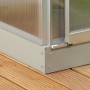 Stahlfundament Venus 6200 Alu-Blank für Gewächshaus, Detailansicht Ecke.