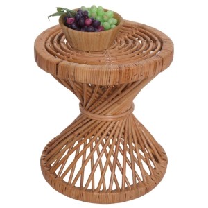 Beistelltisch MCW M31 aus Rattan, naturbelassenes Geflecht, für Wohnzimmer.
