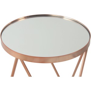Kayoom Beistelltisch Bonnie in Roségold mit Spiegelglasplatte, Ø 42 cm.