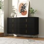 okwish Sideboard mit Goldgriffen Stauraum Wohnzimmer 120x40x77cm Schwarz_2