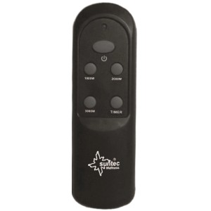 Fernbedienung für Suntec Heat Ray Carbon Heizstrahler mit Tasten für Leistung und Timer.