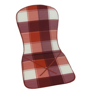 Monoblock Hochlehner Auflage Guam mit rot-weißem Karomuster und Bindebändern.