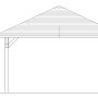 Technische Zeichnung: Skan Holz Pavillon Cannes 4, Holz-Pavillon mit Maßangaben zu Höhe und Pfosten.