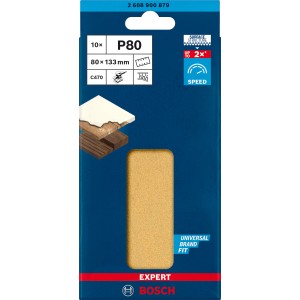 Bosch Expert Schleifblätter C470, 80x133mm, K80, 10 Stück, für Schwingschleifer.