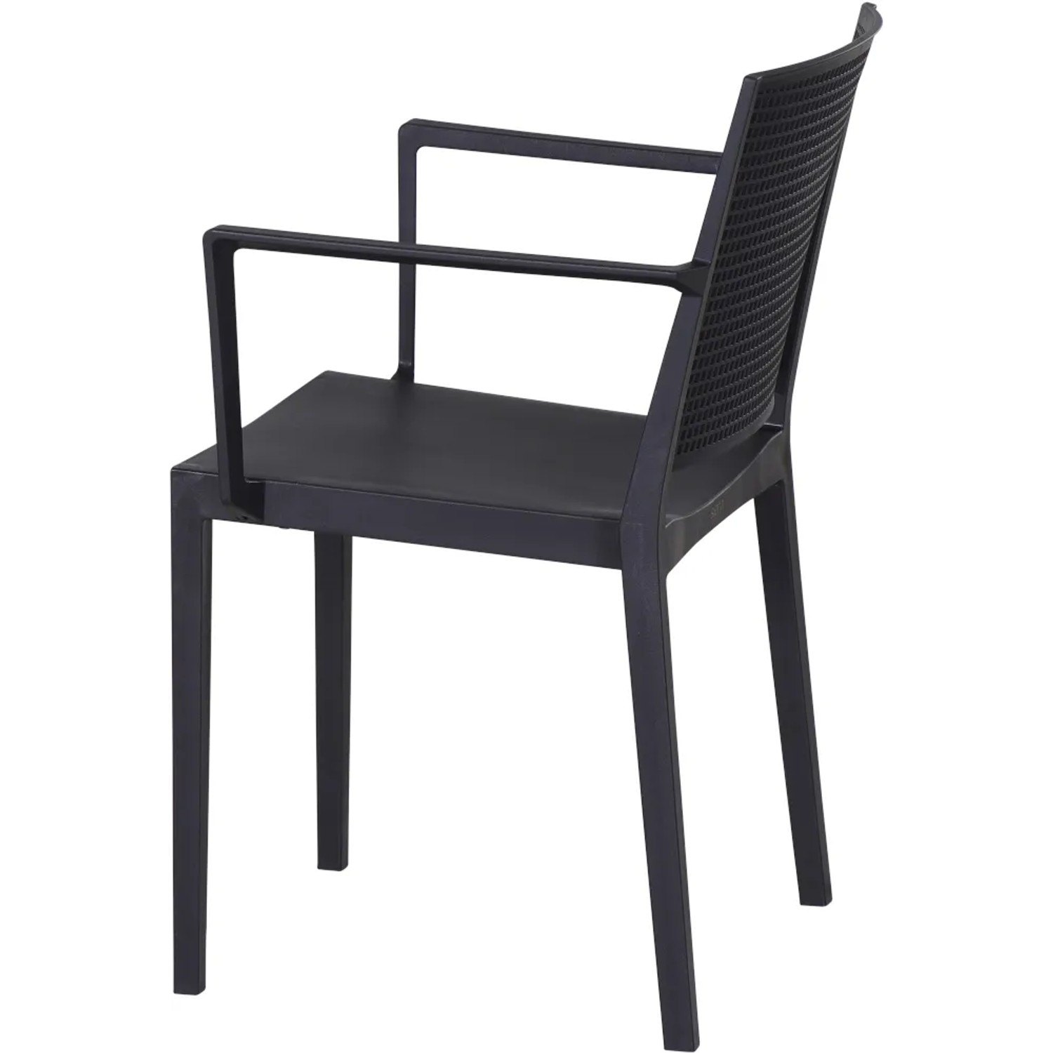 Anthrazitfarbener Siena Garden Stapelsessel Square, Gartenstuhl mit Armlehnen.