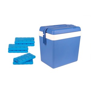 BigDean Kühlbox 24 Liter Blau Weiß Mit 6 Kühlakkus Thermobox Für Camping Picknick Grillen Garten