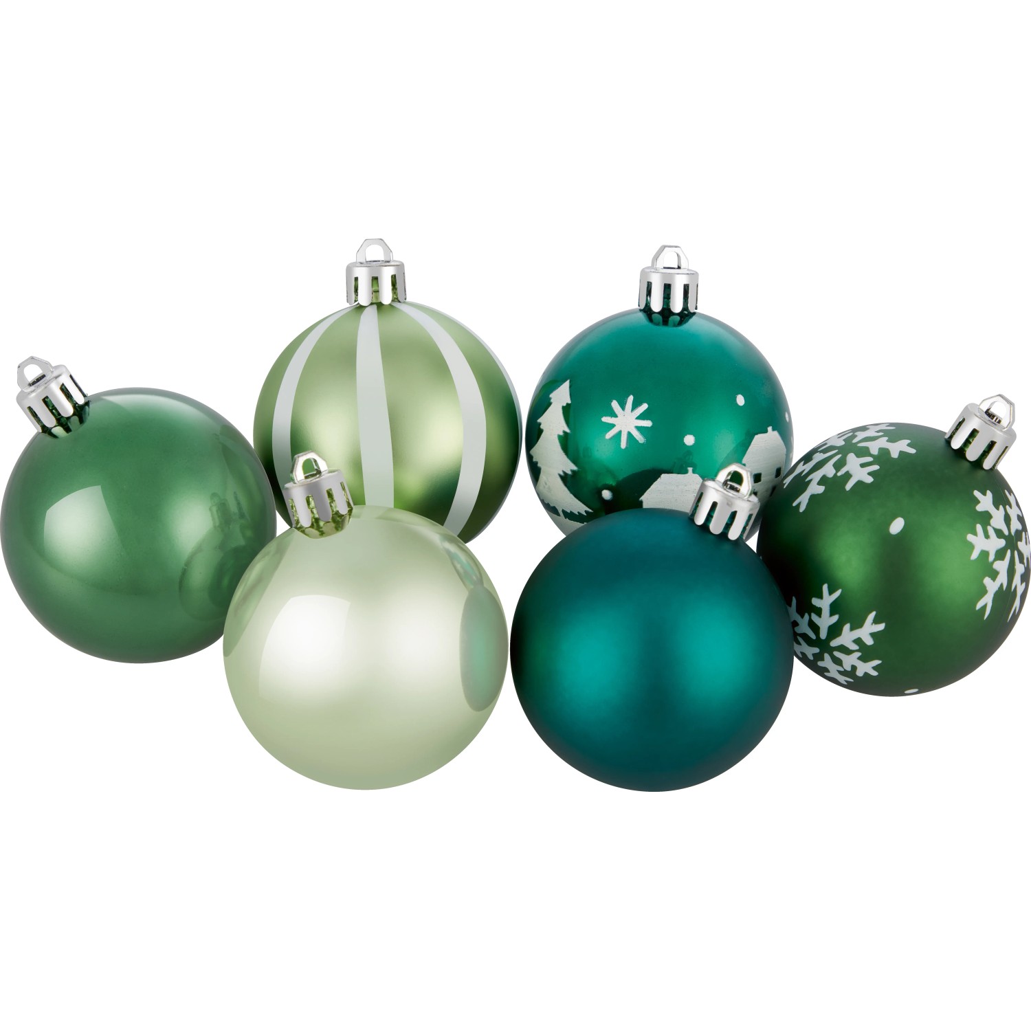 Weihnachtsbaumkugeln Ø 6 cm Kunststoff Grün Silber Weiß 12-teilig kaufen bei OBI