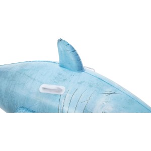 Bestway Schwimmtier Hai, blau, mit Haltegriffen für Kinder ab 3 Jahren.