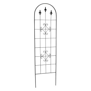 Dunkelgraues Rank-Spalier in Bogenform, 180 cm hoch, aus Stahl für Kletterpflanzen.